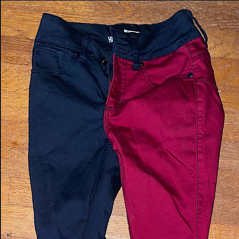 Hot topic, small, black and red pant legs, multicolor, selling less than og!!